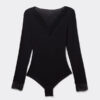 Body de manga comprida em modal ultraleve com caxemira e renda Body de manga comprida em modal ultraleve com caxemira e renda