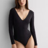 Body de manga comprida Fresh Bamboo com decote em V profundo Body de manga comprida Fresh Bamboo com decote em V profundo