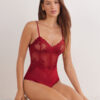Body de tule e Lace Bodysuit de renda Pretty Flowers Body de tule e Lace Bodysuit de renda Pretty Flowers