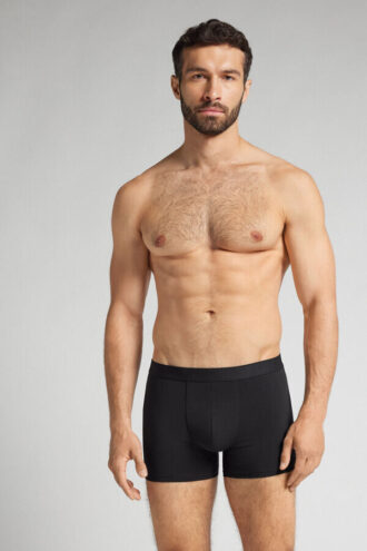 Boxers de algodão com elástico à vista
