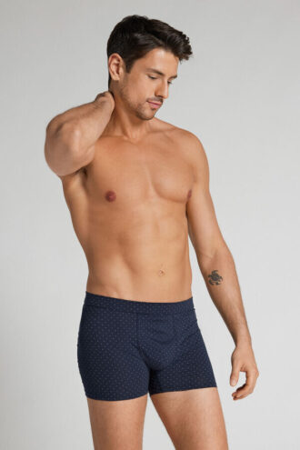 Boxers de algodão mercerizado premium com estampado de pontos Boxers de algodão mercerizado premium com estampado de pontos