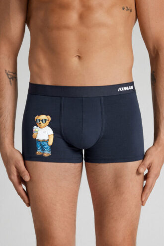 Boxers de algodão superior com estampado de ursinho a comer gelado
