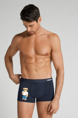 Boxers de algodão superior com estampado de ursinho a comer gelado