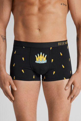 Boxers em algodão superior com estampado de garrafas de cerveja