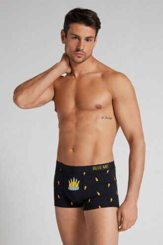 Boxers em algodão superior com estampado de garrafas de cerveja