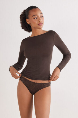 Brazilian microfiber lace underwear