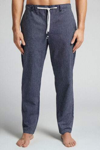 Calças compridas de linho e algodão