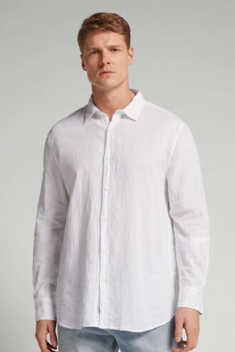 Camisa de linho e algodão