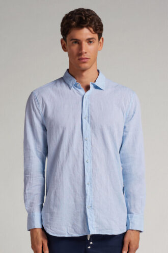 Camisa de linho e algodão
