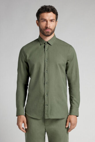 Camisa de linho e algodão