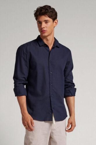 Camisa de linho e algodão