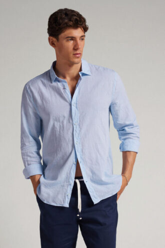 Camisa de linho e algodão