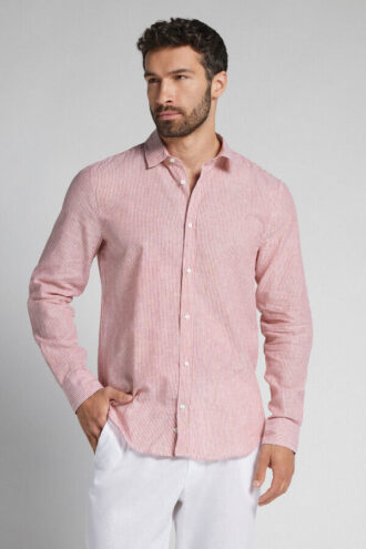 Camisa de linho e algodão