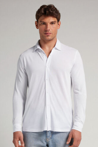 Camisa em modal e piqué de seda