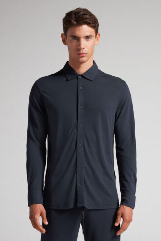 Camisa em modal e piqué de seda