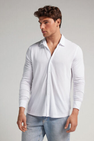 Camisa em modal e piqué de seda
