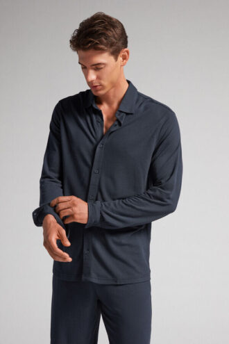 Camisa em modal e piqué de seda