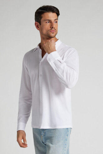 Camisa em piqué de algodão