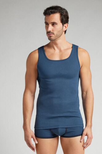 Camiseta regata masculina em malha de algodão de alta qualidade