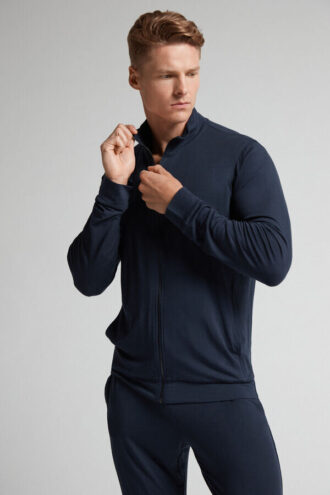 Camisola com fecho em seda e modal Camisola com fecho em seda e modal