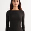 Camisola com gola redonda em modal leve com lamé de caxemira