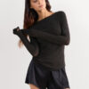 Camisola com gola redonda em modal leve com lamé de caxemira