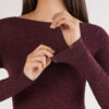 Camisola com gola redonda em modal leve com lamé de caxemira Camisola com gola redonda em modal leve com lamé de caxemira