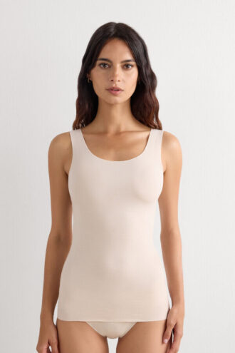 Camisola de algodão com gola redonda e borda crua