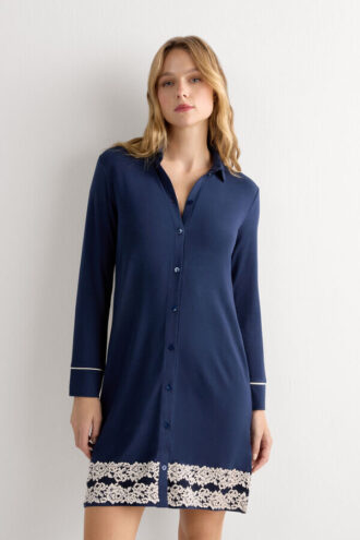 Camisola de noite com abertura frontal Pretty Flowers