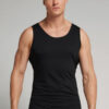 Camisola sem mangas com gola redonda em algodão extrafino superior Camisola sem mangas com gola redonda em algodão extrafino superior