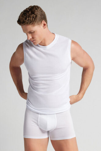 Camisola sem mangas em algodão extrafino superior