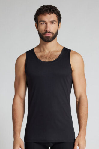 Camisola sem mangas em algodão mercerizado superleve premium