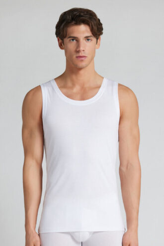 Camisola sem mangas superleve em algodão mercerizado premium