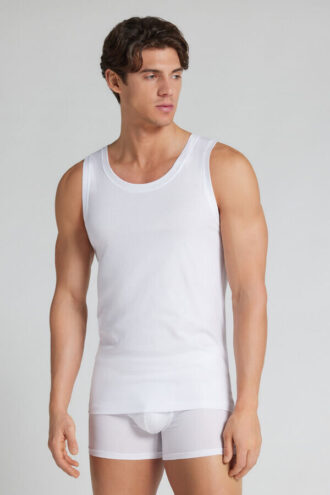 Camisola sem mangas superleve em algodão mercerizado premium