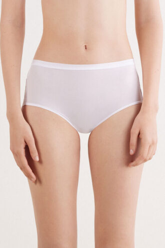 Cueca de cintura alta em microfibra e renda