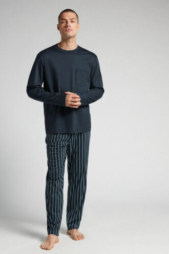 Pijama comprido em algodão mercerizado premium estampado