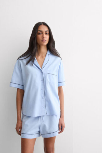 Pijama curto Chambray Ni em algodão e modal Pijama curto Chambray Ni em algodão e modal