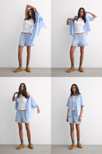 Pijama curto Chambray Ni em algodão e modal Pijama curto Chambray Ni em algodão e modal
