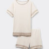 Pijama curto com acabamento em renda em modal Pijama curto com acabamento em renda em modal