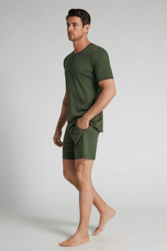 Pijama curto de algodão superior