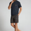 Pijama curto em tecido xadrez azul e creme e algodão Pijama curto em tecido xadrez azul e creme e algodão