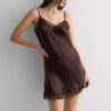 Slip de seda com detalhes em renda Slip de seda com detalhes em renda