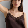 Slip de seda com detalhes em renda Slip de seda com detalhes em renda