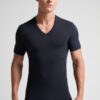 T-shirt com decote em V em algodão superior elástico T-shirt com decote em V em algodão superior elástico