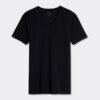 T-shirt com decote em V em algodão superior elástico T-shirt com decote em V em algodão superior elástico