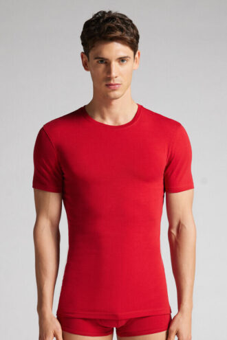 T-shirt em algodão superior elástico T-shirt em algodão superior elástico