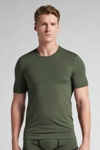 T-shirt em algodão superior elástico