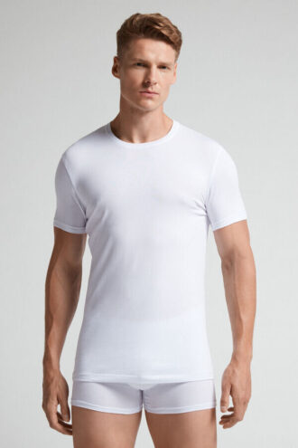 T-shirt em algodão superior elástico T-shirt em algodão superior elástico