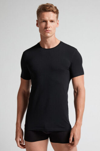 T-shirt em algodão superior elástico T-shirt em algodão superior elástico
