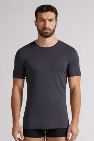 T-shirt em algodão superior elástico T-shirt em algodão superior elástico